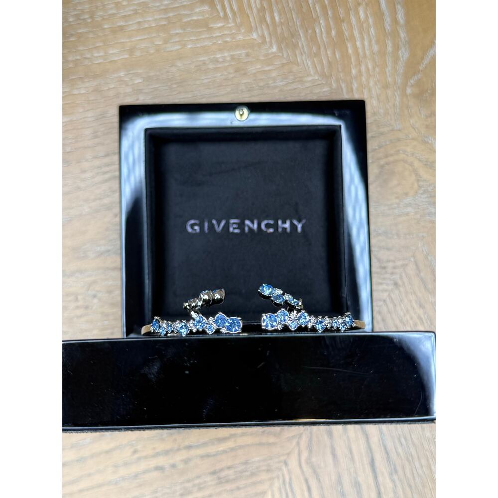 Givenchy Crystal Blue Stone Bracelet & Earrings Set Silver Tone Jewelry Gift Set - Picture 2 of 5